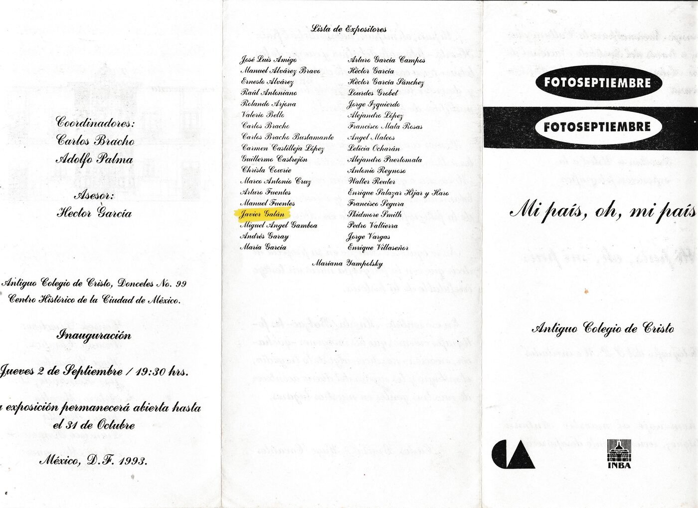 1993 — Lista de Expositores / Invitation