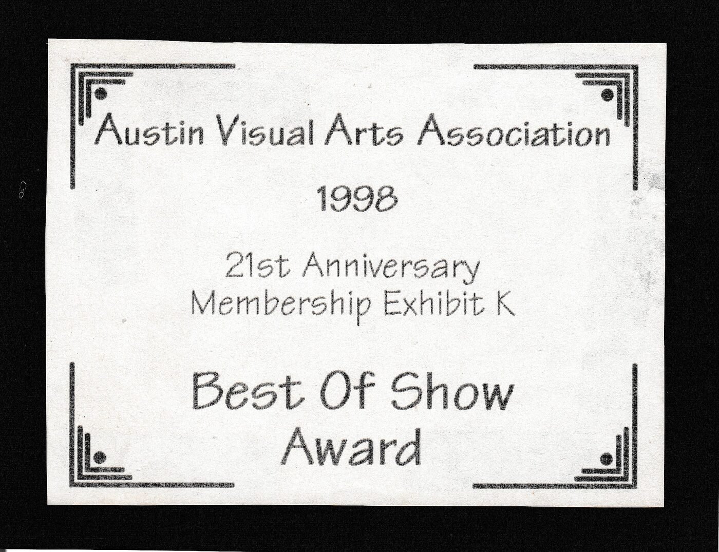 1998 — AVAA Best of Show Award