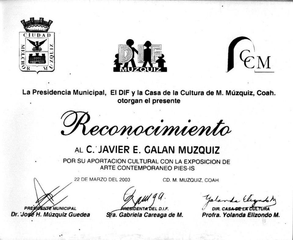2003 — Reconocimiento, Casa de la Cultura M. Múzquiz